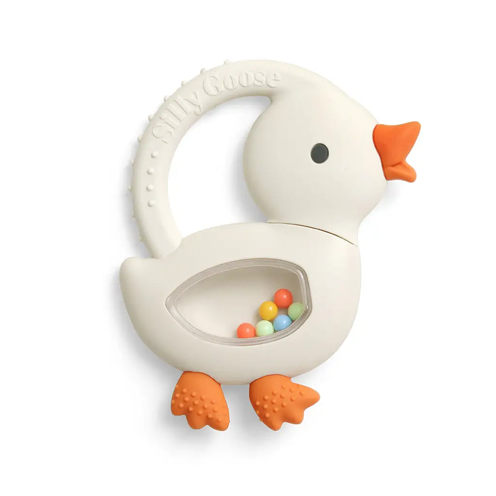 Bitzy Shake - Silicone Teether with Rattle - Goose - Itzy Ritzy
