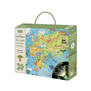Glow-in-the-Dark Night & Day Puzzle & Book Set - Earth - Sassi