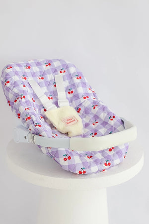 Dolls Car Seat Capsule - Cherry Gingham - Tiny Harlow