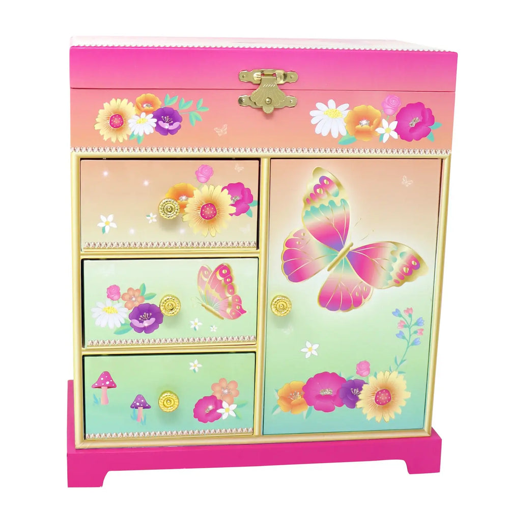 Rainbow Butterfly Large Music Box - Pink Poppy