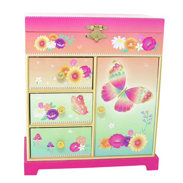 Rainbow Butterfly Large Music Box - Pink Poppy