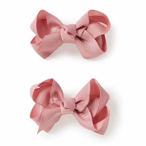 Dusty Pink Bow Clips - Snuggle Hunny Kids