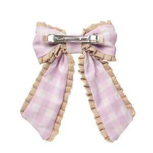 Gingham Ruffle Bow Clip - Rockahula Kids
