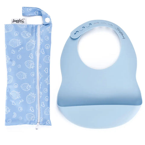 Silicone Bib with waterproof bag - Pacific Blue - Brightberry