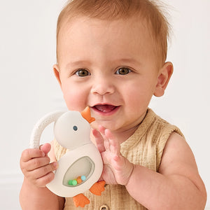 Bitzy Shake - Silicone Teether with Rattle - Goose - Itzy Ritzy