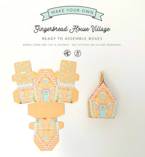 Gingerbread House Village Christmas Advent Calendar - Black Bow Studio