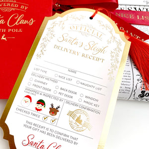 Santa's Sleigh Delivery Receipt Christmas Gift Tag - Black Bow Studio