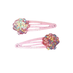 Mermaid Glitter Shell Hair Clips - Pink Poppy