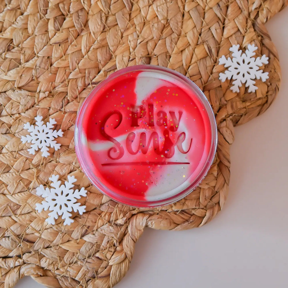 Christmas Playdough | Christmas Swirl | Raspberry Candy Scented  - Jar - Play Sense