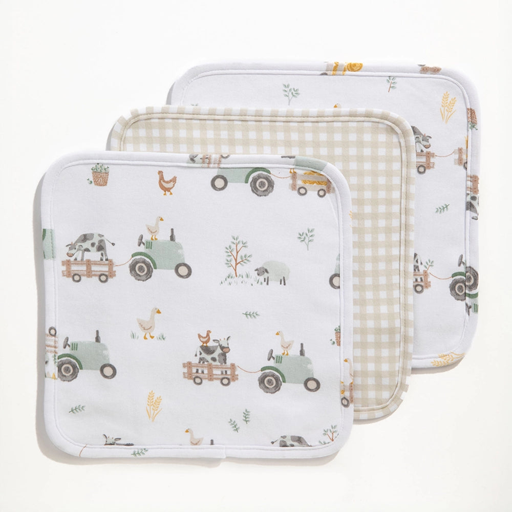 3 Pack Wash Cloths - Tractor Ride - Living Textiles