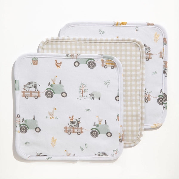 3 Pack Wash Cloths - Tractor Ride - Living Textiles