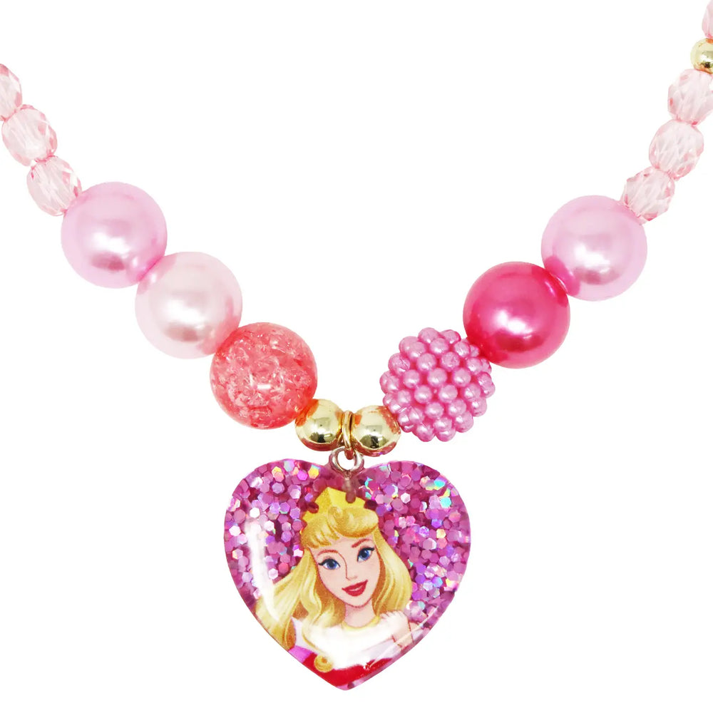 Disney Princess Aurora Pendant & Beaded Bracelet Set - Pink Poppy