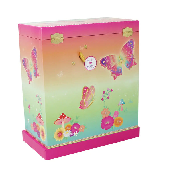 Rainbow Butterfly Large Music Box - Pink Poppy