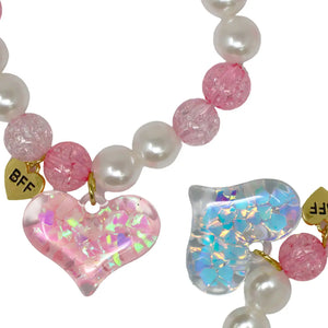 Bff Confetti Heart Bracelet Set - Pink Poppy