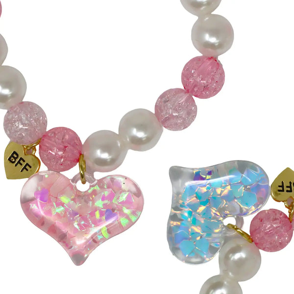 Bff Confetti Heart Bracelet Set - Pink Poppy