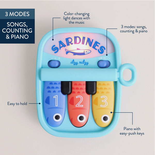 Bitzy Tunes Sardines - Light-Up Interactive Piano Toy - Itzy Ritzy