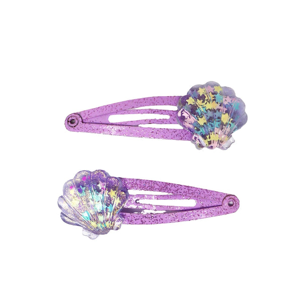 Mermaid Glitter Shell Hair Clips - Pink Poppy