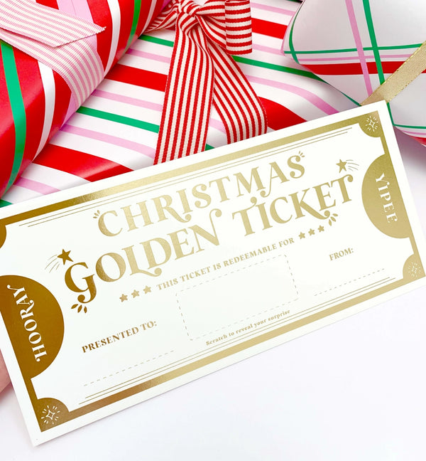 Scratch-Off Christmas Golden Ticket Gift Voucher - Black Bow Studio