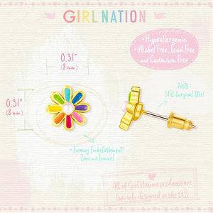 Rainbow Daisy Cutie Stud Earrings - Girl Nation