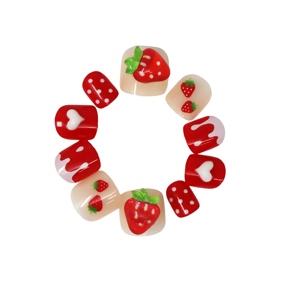 3D Fidget Spinner Press On Nails Strawberry - Pink Poppy