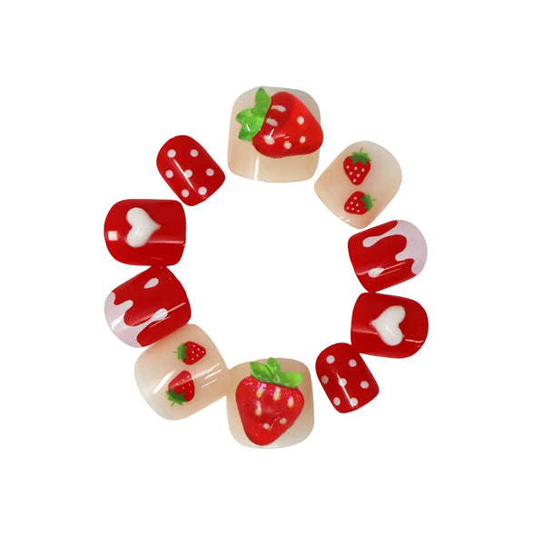 3D Fidget Spinner Press On Nails Strawberry - Pink Poppy