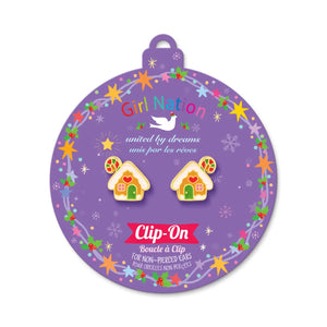 Clip On Earrings | Gingerbread House - Girl Nation