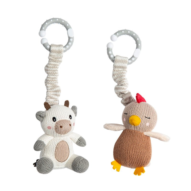 2pk Stroller Toy - Cow & Chicken - Living Textiles