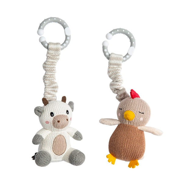 2pk Stroller Toy - Cow & Chicken - Living Textiles