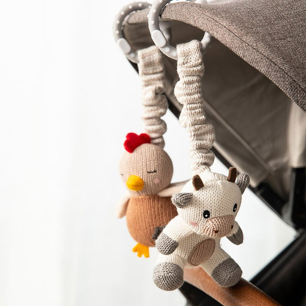 2pk Stroller Toy - Cow & Chicken - Living Textiles