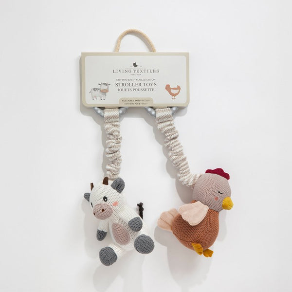 2pk Stroller Toy - Cow & Chicken - Living Textiles