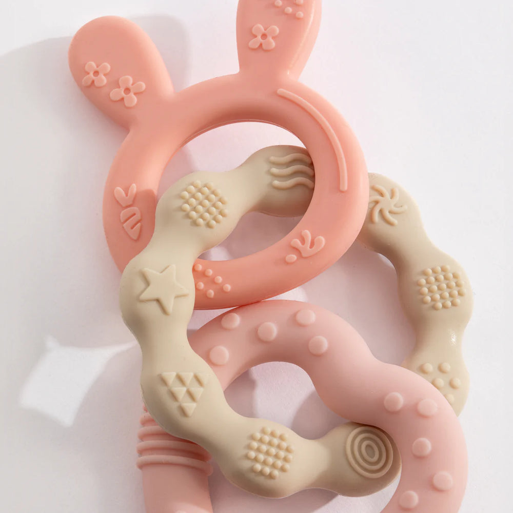 Silicone Bunny Teether - Pink - Living Textiles
