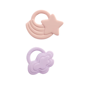 Silicone Teether - Stars & Cloud Pink - 2pk - Living Textiles