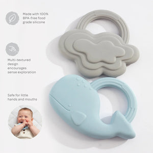 Silicone Teether - Whale & Cloud - 2pk - Living Textiles