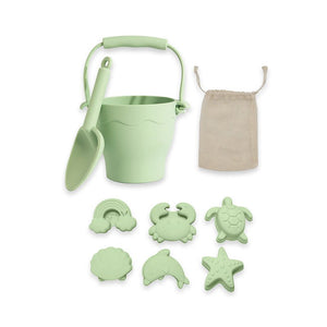 Silicone 8 piece Bucket & Spade Set - Light Sage - Living Textiles