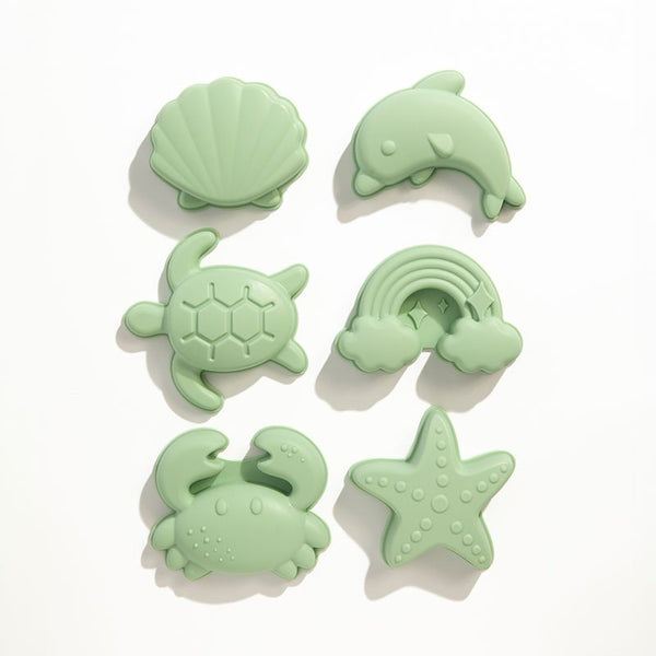 Silicone 8 piece Bucket & Spade Set - Light Sage - Living Textiles