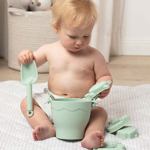 Silicone 8 piece Bucket & Spade Set - Light Sage - Living Textiles