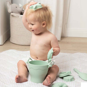Silicone 8 piece Bucket & Spade Set - Light Sage - Living Textiles