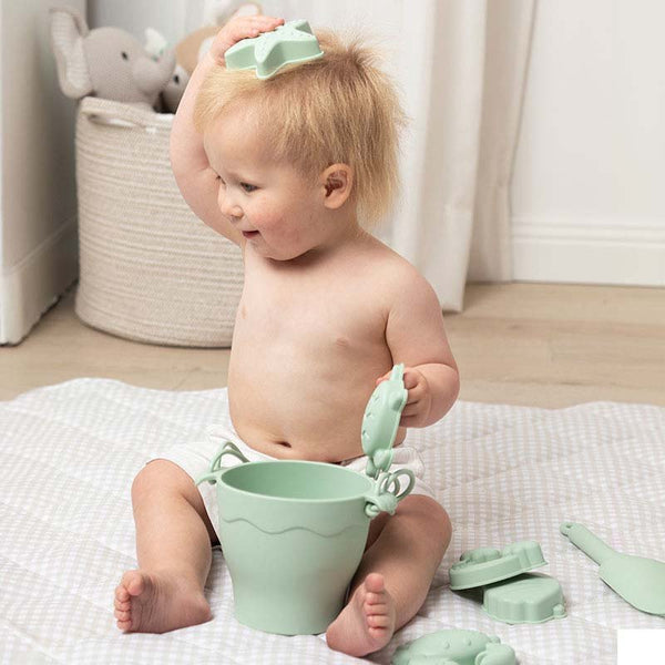 Silicone 8 piece Bucket & Spade Set - Light Sage - Living Textiles