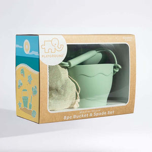 Silicone 8 piece Bucket & Spade Set - Light Sage - Living Textiles