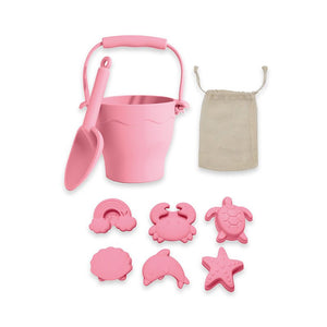 Silicone 8 piece Bucket & Spade Set - Light Pink - Living Textiles