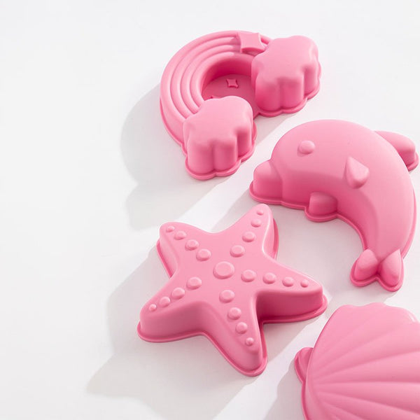 Silicone 8 piece Bucket & Spade Set - Light Pink - Living Textiles