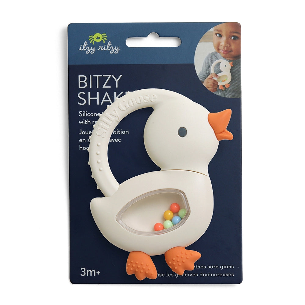 Bitzy Shake - Silicone Teether with Rattle - Goose - Itzy Ritzy