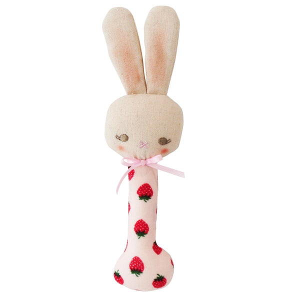 Bunny Stick Rattle - Strawberry - Alimrose