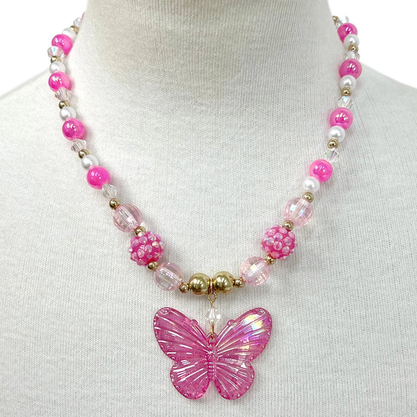 Butterfly Necklace - Pink Poppy