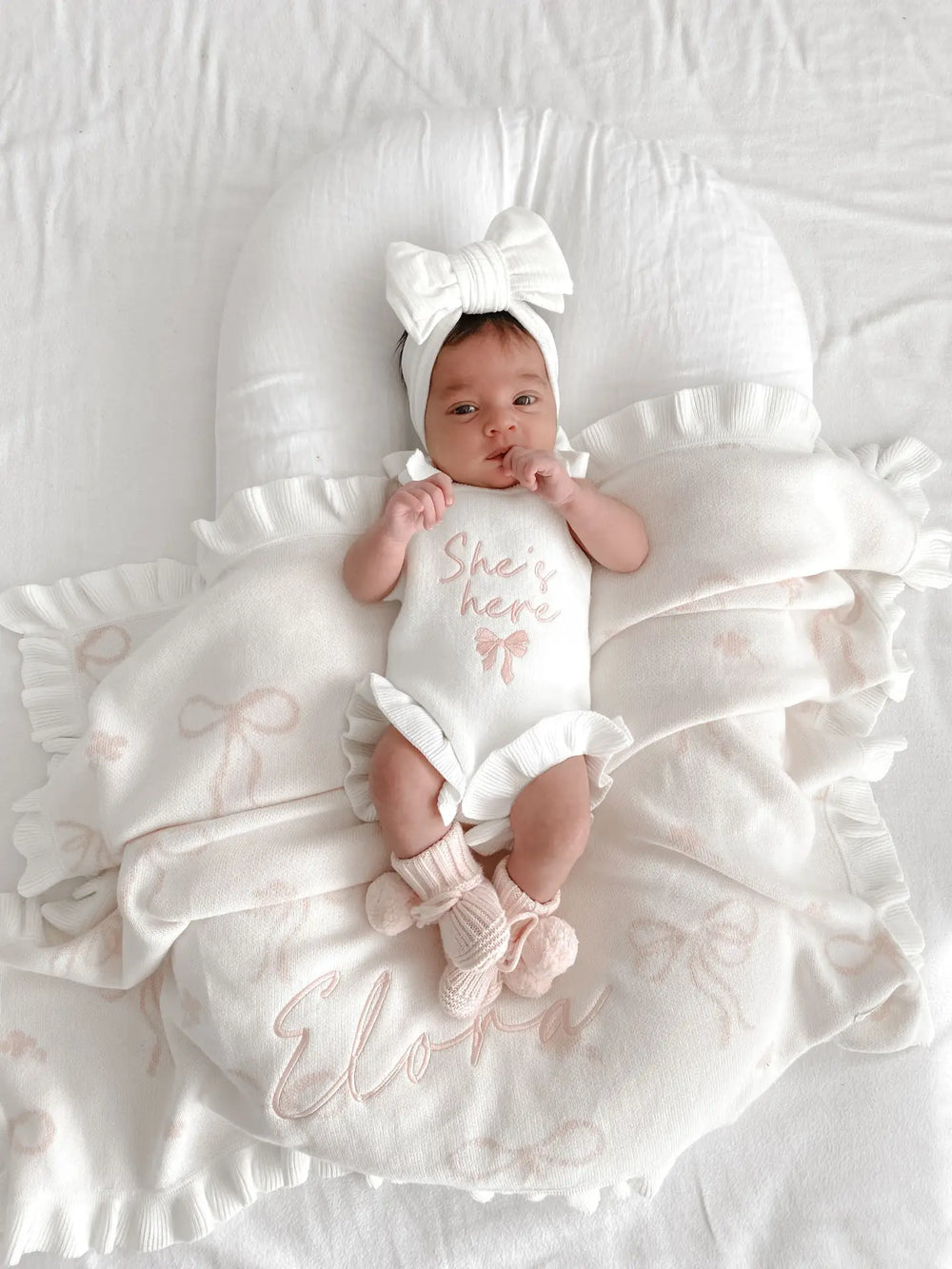 She's Here Bow - Tie Frill Romper - Petite & Co