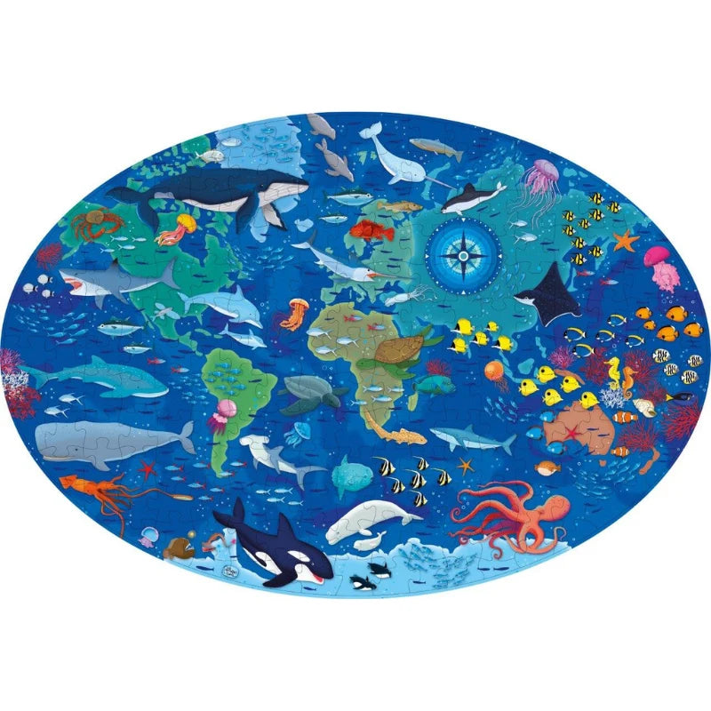 Travel, Learn and Explore - Puzzle and Book Set - The Sea, 205 pcs - Sassi