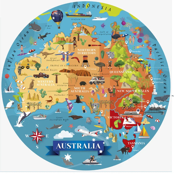 Travel, Learn and Explore - Puzzle and Book Set - Australia, 210 pcs - Sassi