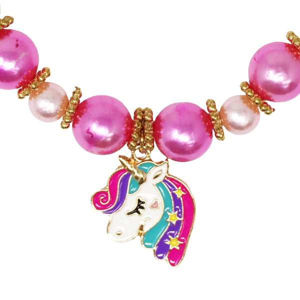 Unicorn Necklace & Bracelet Set - Pink Poppy