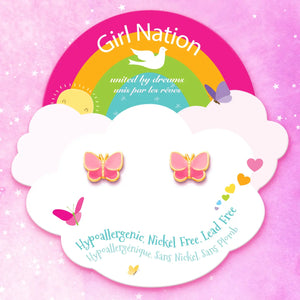 Sweet Pink Butterfly | Cutie Stud Earrings For Girls - Girl Nation