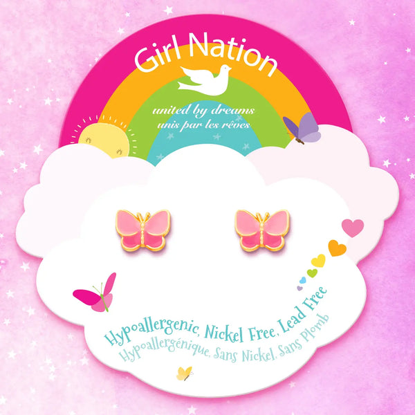 Sweet Pink Butterfly | Cutie Stud Earrings For Girls - Girl Nation